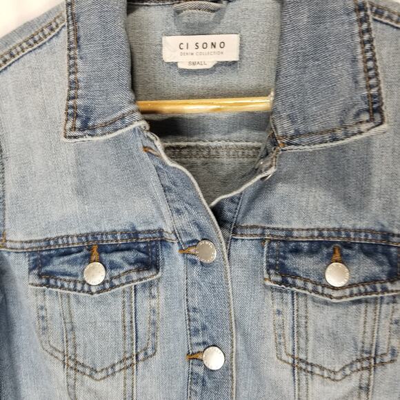Ci Sono Jean Jacket Small Boyfriend Distressed Denim Jacket - Picture 4 of 6